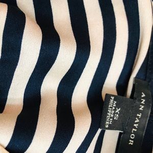 Black and taupe cream stripe blouse